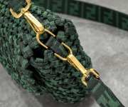 Uubags Fendi Green Jacquard Woven Fabric Medium Baguette Bag 26x4x13cm - 4