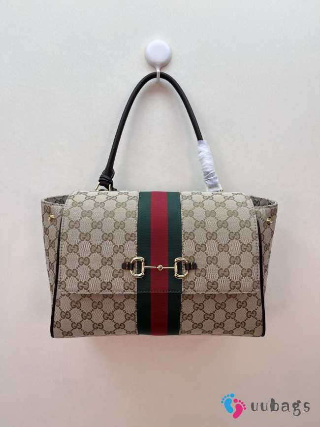 Uubags Fendi Paparazzo medium top handle bag in sand and brown GG canvas 32x24x17cm - 1