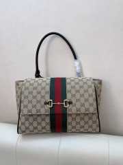 Uubags Fendi Paparazzo medium top handle bag in sand and brown GG canvas 32x24x17cm - 3