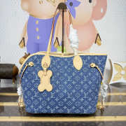 Uubags Louis Vuitton M28052 Neverwoof MM Bag In Blue Denim 31x28x14cm - 1