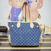 Uubags Louis Vuitton M28052 Neverwoof MM Bag In Blue Denim 31x28x14cm - 4