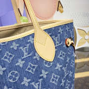 Uubags Louis Vuitton M28052 Neverwoof MM Bag In Blue Denim 31x28x14cm - 2