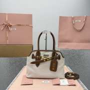 Uubags Miu Miu Aventure canvas and leather bag in beige/brandy 31x23x10cm - 1