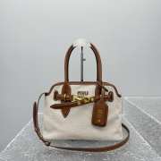 Uubags Miu Miu Aventure canvas and leather bag in beige/brandy 31x23x10cm - 2