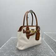 Uubags Miu Miu Aventure canvas and leather bag in beige/brandy 31x23x10cm - 5