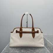 Uubags Miu Miu large Aventure canvas and leather bag in beige/brandy 44.5x24x14cm - 5