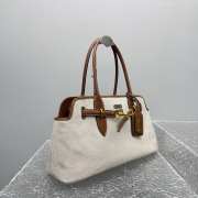 Uubags Miu Miu large Aventure canvas and leather bag in beige/brandy 44.5x24x14cm - 2