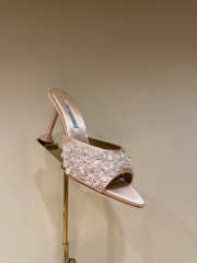 Uubags Aquazzura Beige Embellished Bisous Mules In Blush Pink 8.5cm - 1