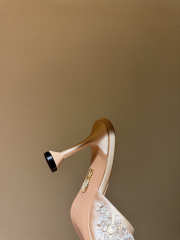 Uubags Aquazzura Beige Embellished Bisous Mules In Blush Pink 8.5cm - 2