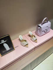 Uubags Aquazzura Beige Embellished Bisous Mules In Blush Pink 8.5cm - 3