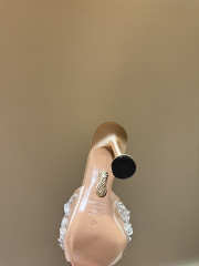 Uubags Aquazzura Beige Embellished Bisous Mules In Blush Pink 8.5cm - 6