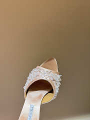 Uubags Aquazzura Beige Embellished Bisous Mules In Blush Pink 8.5cm - 5