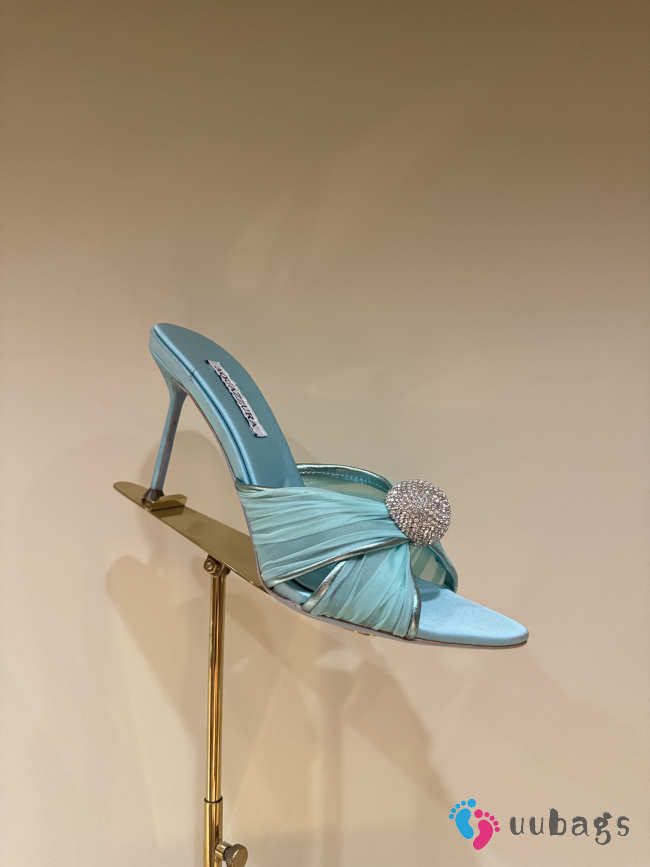 Uubags Aquazzura Mystery Mules In Blue 8.5cm - 1