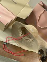 Uubags Miu Miu Denim Hat in Beige/Amaranth - 5