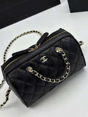 Uubags Chanel Mini Boston Bag With Champagne Gold Hardware In Black Caviar Leather 19x11x12cm - 1