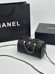 Uubags Chanel Mini Boston Bag With Champagne Gold Hardware In Black Caviar Leather 19x11x12cm - 4