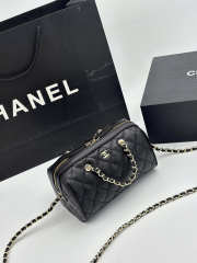 Uubags Chanel Mini Boston Bag With Champagne Gold Hardware In Black Caviar Leather 19x11x12cm - 5