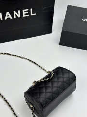 Uubags Chanel Mini Boston Bag With Champagne Gold Hardware In Black Caviar Leather 19x11x12cm - 6