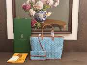 Uubags Goyard Goyardine Turquoise Belharra Reversible Beach Tote Bag In Blue 36x27x13cm - 5