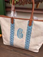 Uubags Goyard Goyardine Turquoise Belharra Reversible Beach Tote Bag In Blue 36x27x13cm - 2
