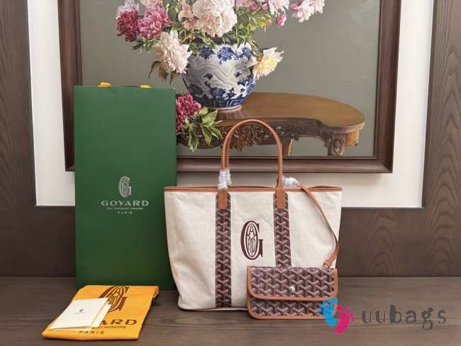 Uubags Goyard Goyardine Turquoise Belharra Reversible Beach Tote Bag In Burgundy 36x27x13cm - 1