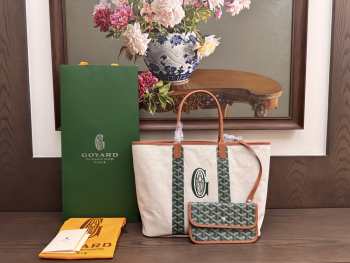 Uubags Goyard Goyardine Turquoise Belharra Reversible Beach Tote Bag In Green 36x27x13cm