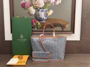 Uubags Goyard Goyardine Turquoise Belharra Reversible Beach Tote Bag In Grey 36x27x13cm - 3