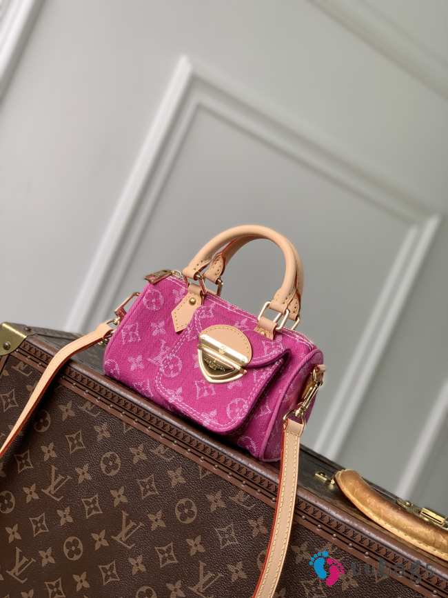 Uubags Louis Vuitton M27603 Nano Speedy Bag Fuchsia Denim 16x10x7.5cm - 1