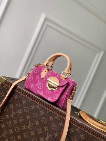 Uubags Louis Vuitton M27603 Nano Speedy Bag Fuchsia Denim 16x10x7.5cm