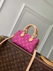 Uubags Louis Vuitton M27603 Nano Speedy Bag Fuchsia Denim 16x10x7.5cm - 4