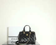 Uubags Chanel Small Bowling Bag In Patent Crumpled Calfskin & Gold-Tone Metal Black 17x21x13cm - 6