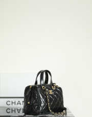 Uubags Chanel Small Bowling Bag In Patent Crumpled Calfskin & Gold-Tone Metal Black 17x21x13cm - 5
