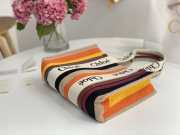 Uubags Chloe Woody small striped canvas tote bag in multi brown 26x20x8cm - 4