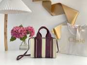 Uubags Chloe Mini Woody tote bag in linen burgundy 26x20x8cm - 1
