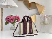 Uubags Chloe Mini Woody tote bag in linen burgundy 26x20x8cm - 6