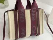 Uubags Chloe Mini Woody tote bag in linen burgundy 26x20x8cm - 2