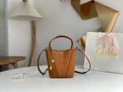 Uubags small Chloe Spin tote bag in clay brown grained leather 18x19x8cm - 1