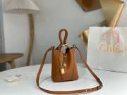 Uubags small Chloe Spin tote bag in clay brown grained leather 18x19x8cm - 3