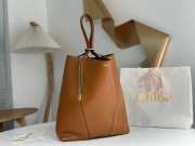 Uubags large Chloe Spin tote bag in clay brown grained leather 35x39x16cm - 4