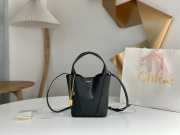Uubags small Chloe Spin tote bag in black grained leather 18x19x8cm - 1