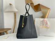 Uubags large Chloe Spin tote bag in black grained leather 35x39x16cm - 1