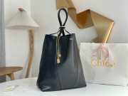 Uubags large Chloe Spin tote bag in black grained leather 35x39x16cm - 4