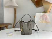 Uubags small Chloe Spin tote bag in grey grained leather 18x19x8cm - 1