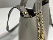 Uubags small Chloe Spin tote bag in grey grained leather 18x19x8cm - 4