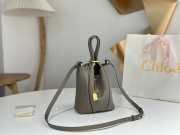 Uubags small Chloe Spin tote bag in grey grained leather 18x19x8cm - 6