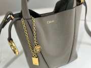 Uubags small Chloe Spin tote bag in grey grained leather 18x19x8cm - 2