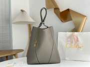 Uubags large Chloe Spin tote bag in grey grained leather 35x39x16cm - 1