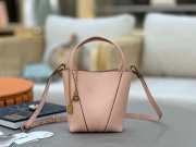 Uubags small Chloe Spin tote bag in pink grained leather 18x19x8cm - 1