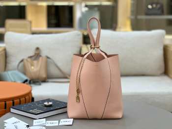 Uubags medium Chloe Spin tote bag in pink grained leather 27x30x14cm