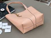Uubags medium Chloe Spin tote bag in pink grained leather 27x30x14cm - 4